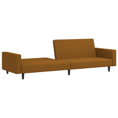 Brown Velvet 2-Seater Sofa Bed