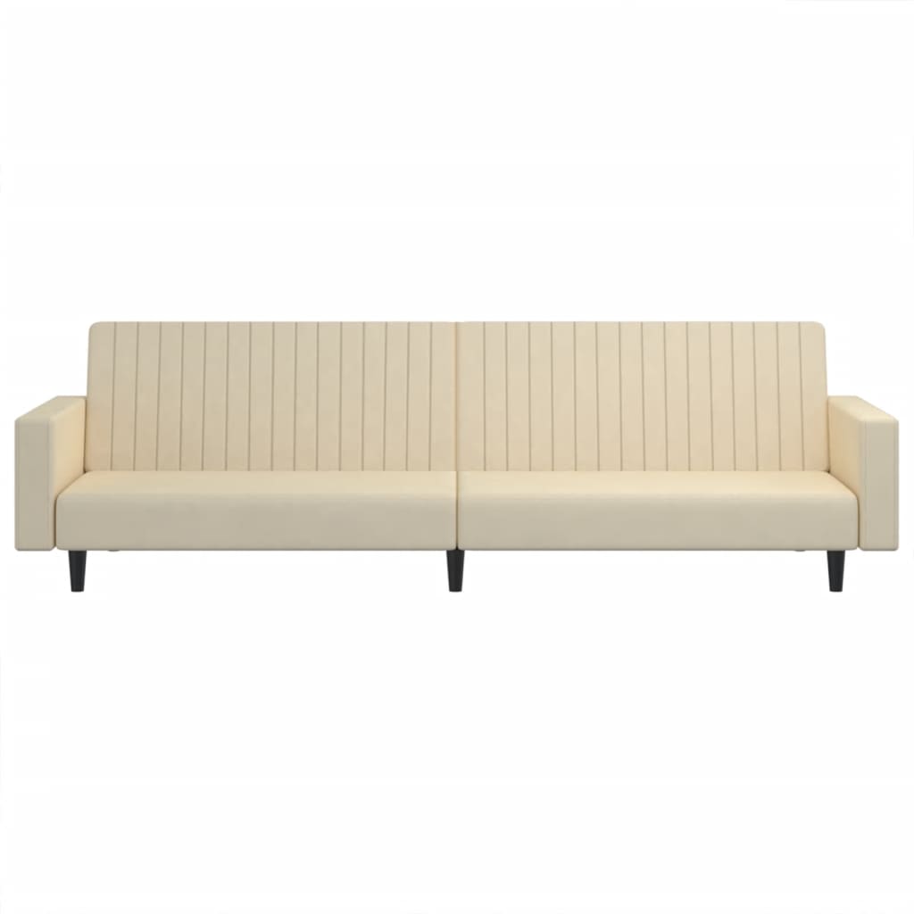 Cremefarbenes 2-Sitzer-Schlafsofa aus Samt