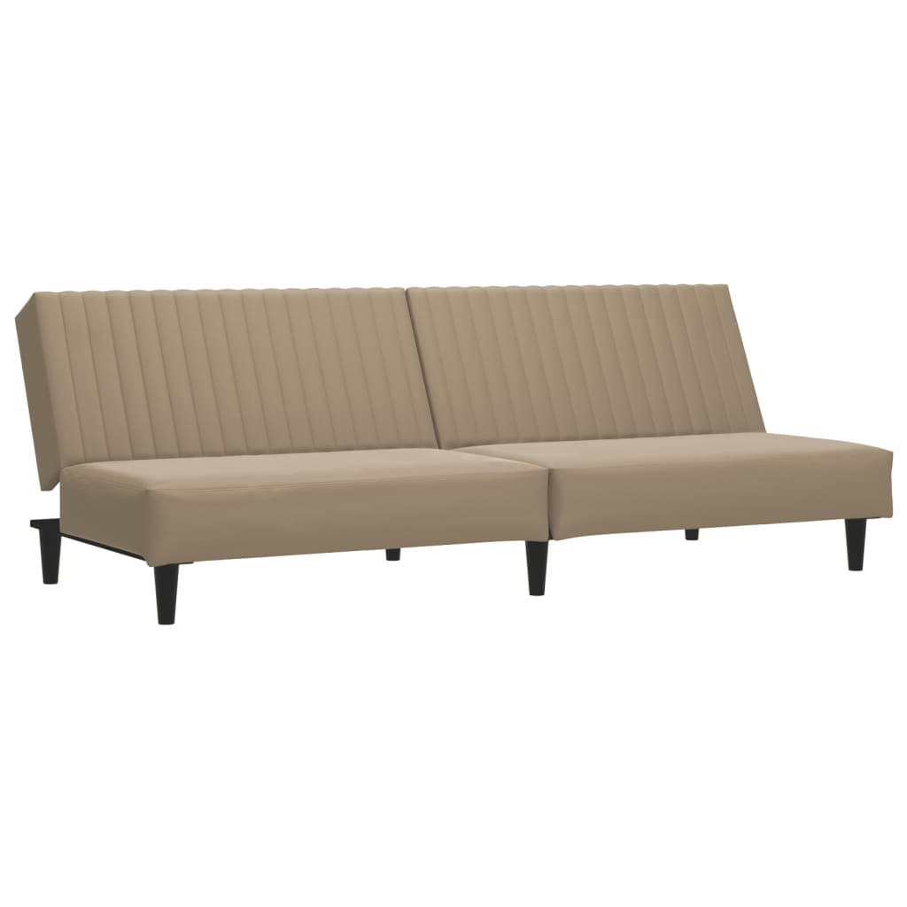 Cappuccino 2-seater sofa bed in imitation leather