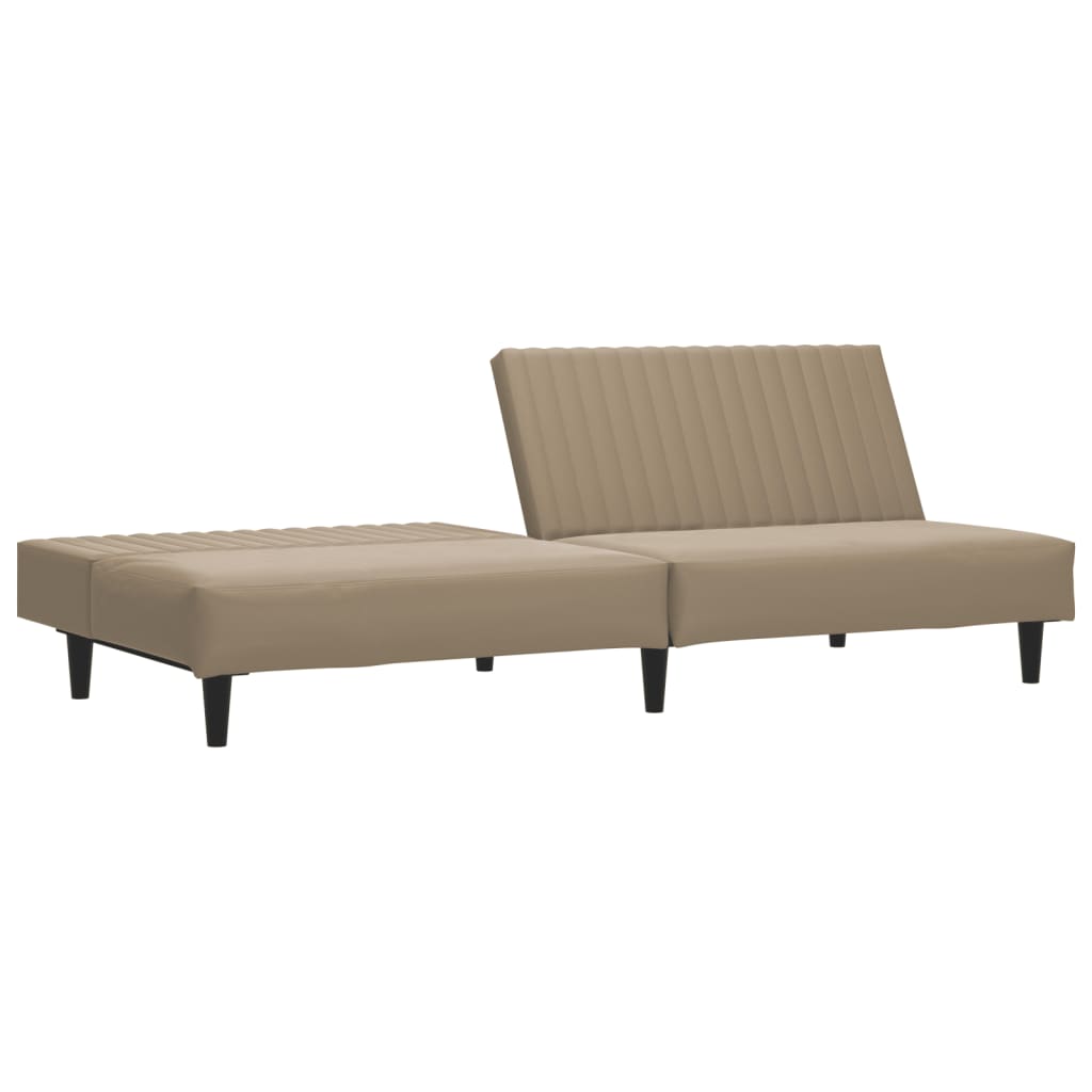 Cappuccino 2-seater sofa bed in imitation leather