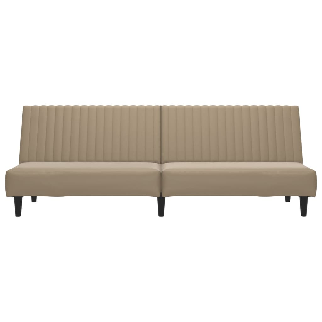 Cappuccino 2-seater sofa bed in imitation leather