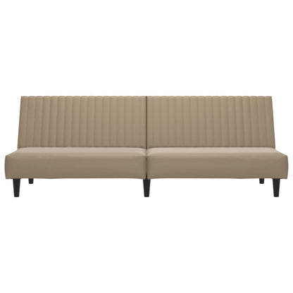 Cappuccino 2-seater sofa bed in imitation leather