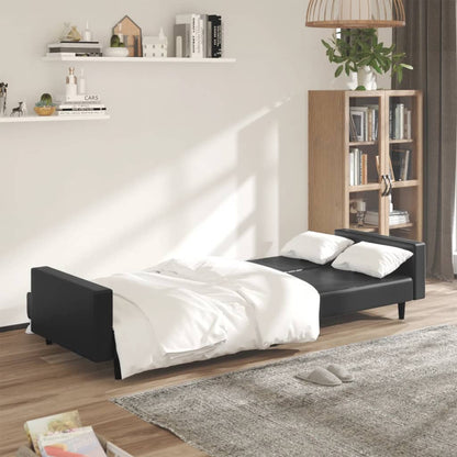 Divano Letto a 2 Posti Nero in Similpelle | homemem39