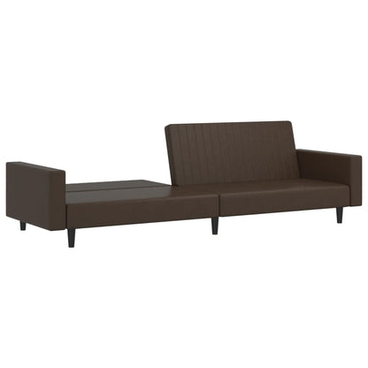 Divano Letto a 2 Posti Marrone in Similpelle | homemem39