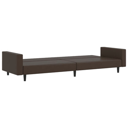 Divano Letto a 2 Posti Marrone in Similpelle | homemem39