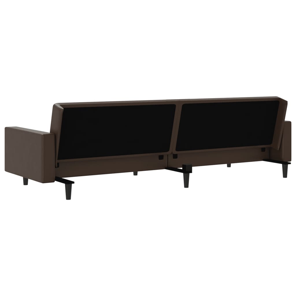 Divano Letto a 2 Posti Marrone in Similpelle | homemem39