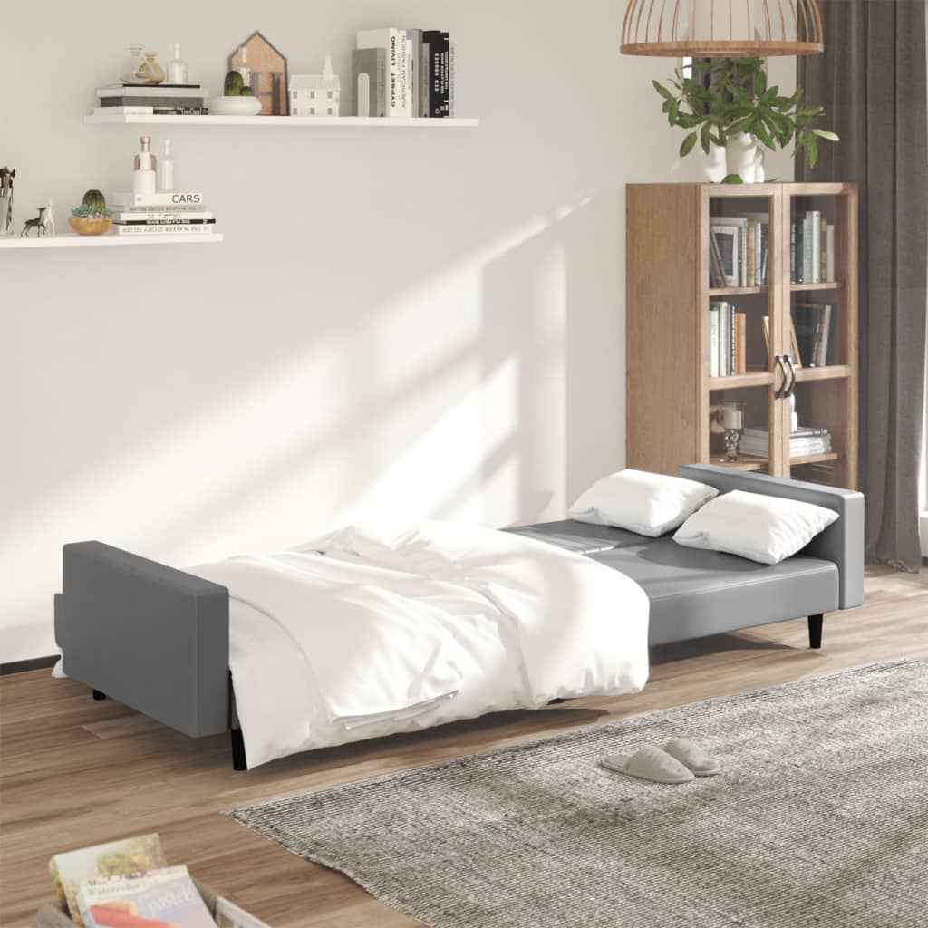 Divano Letto a 2 Posti Grigio in Similpelle | homemem39