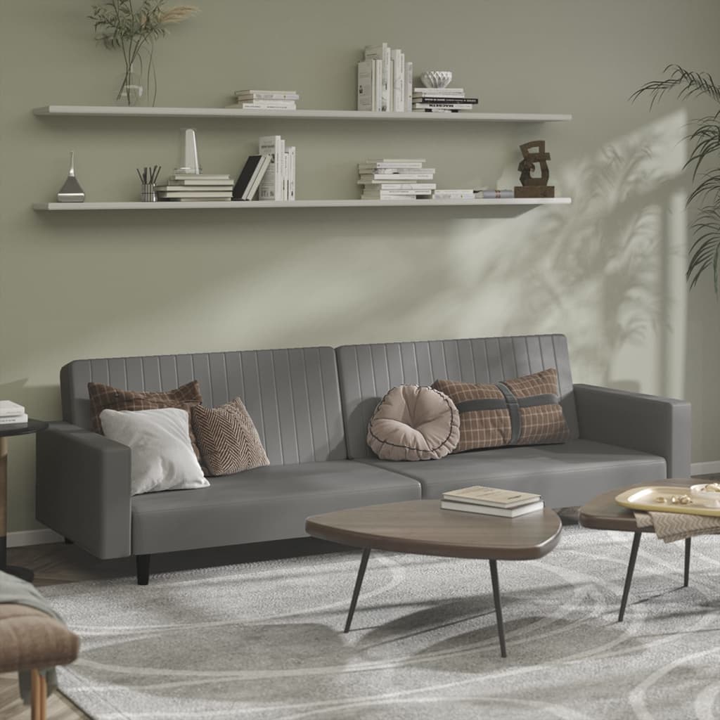 Divano Letto a 2 Posti Grigio in Similpelle | homemem39