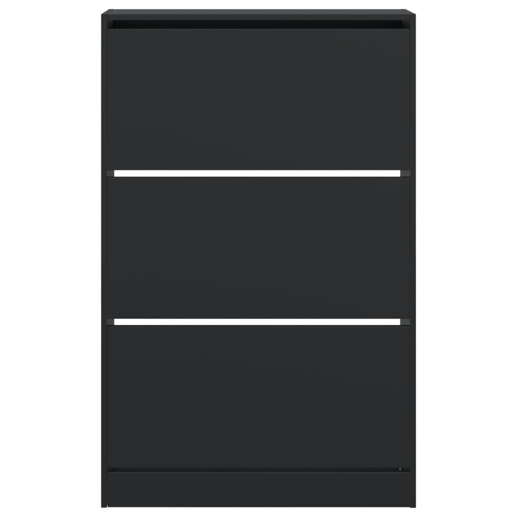 Scarpiera Nera 80x21x125,5 cm in Legno Multistrato - homemem39