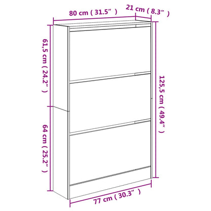 Scarpiera Rovere Fumo 80x21x125,5 cm in Legno Multistrato