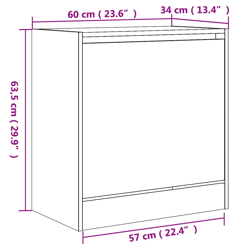 Scarpiera Rovere Fumo 60x34x63,5 cm in Legno Multistrato