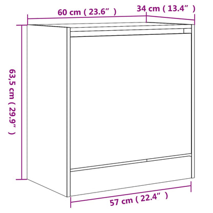 Scarpiera Rovere Fumo 60x34x63,5 cm in Legno Multistrato