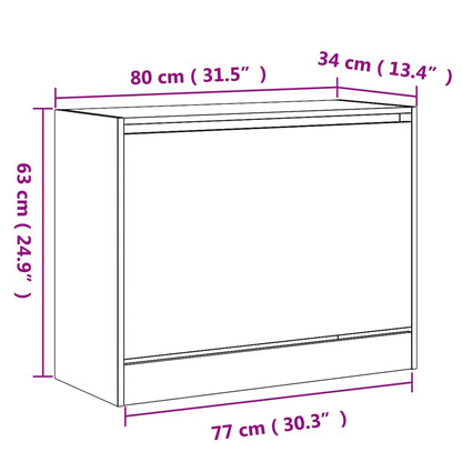 Scarpiera Grigio Sonoma 80x34x63 cm in Legno Multistrato
