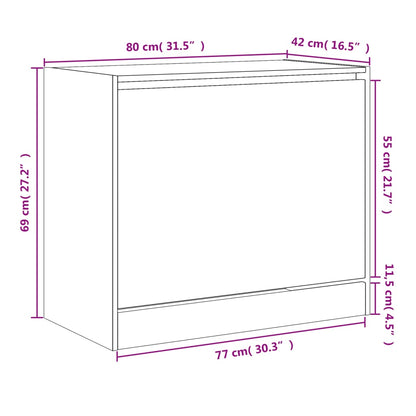 Scarpiera Grigio Sonoma 80x42x69 cm in Legno Multistrato