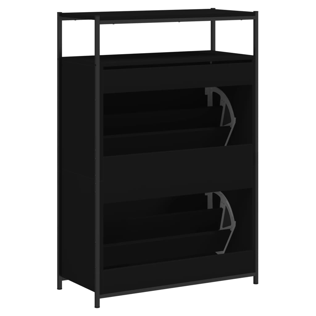 Scarpiera Nera 75x34x112 cm in Legno Multistrato - homemem39