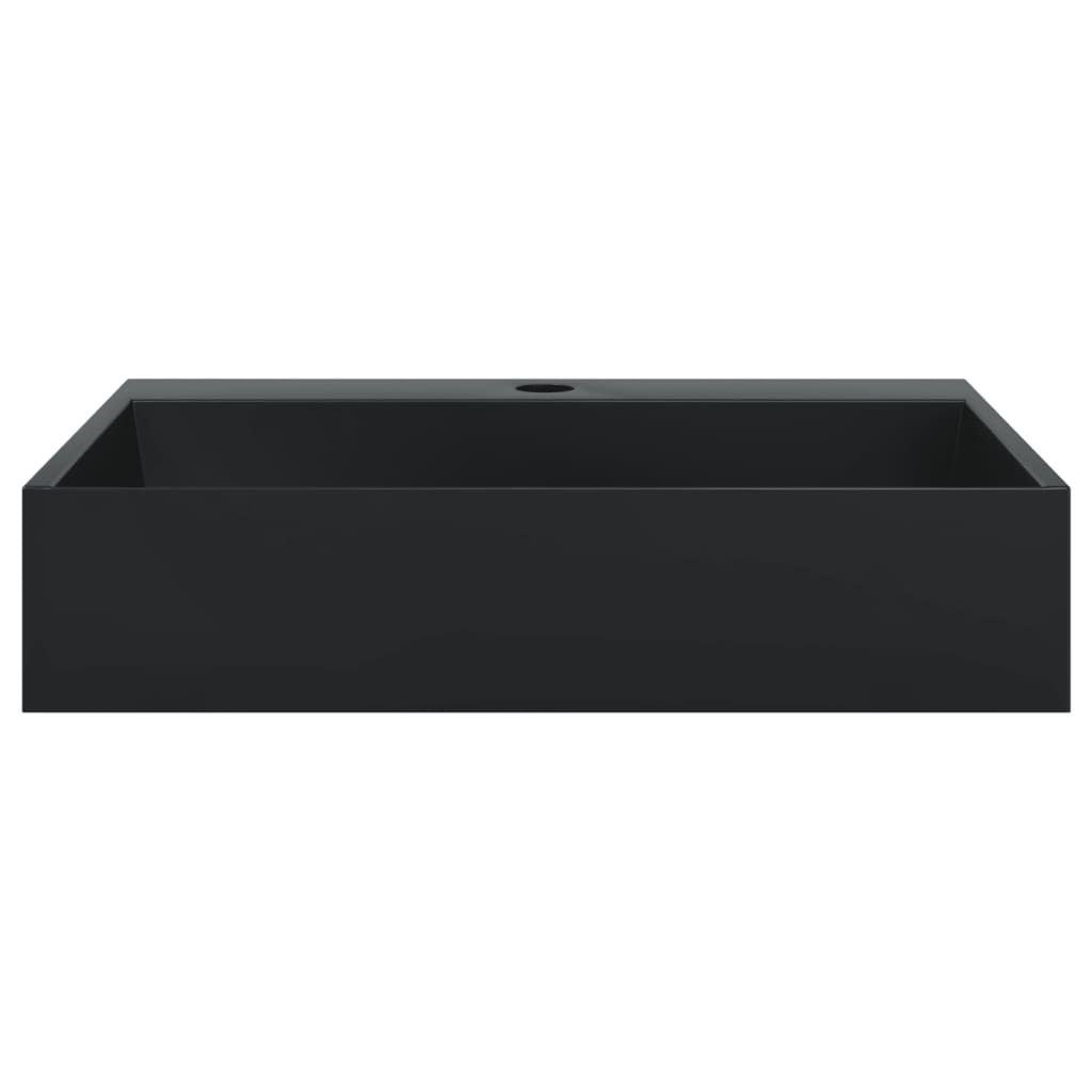 Lavandino 50x38x11 cm Blocco in Marmo/Minerale Nero Opaco