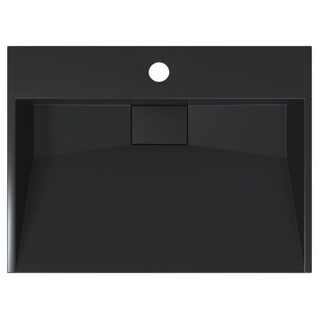 Lavandino 50x38x11 cm Blocco in Marmo/Minerale Nero Opaco