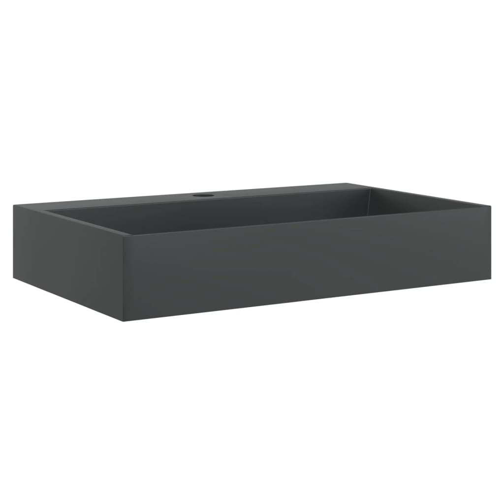 Lavandino 60x38x11 cm Blocco in Marmo/Minerale Nero Opaco - homemem39