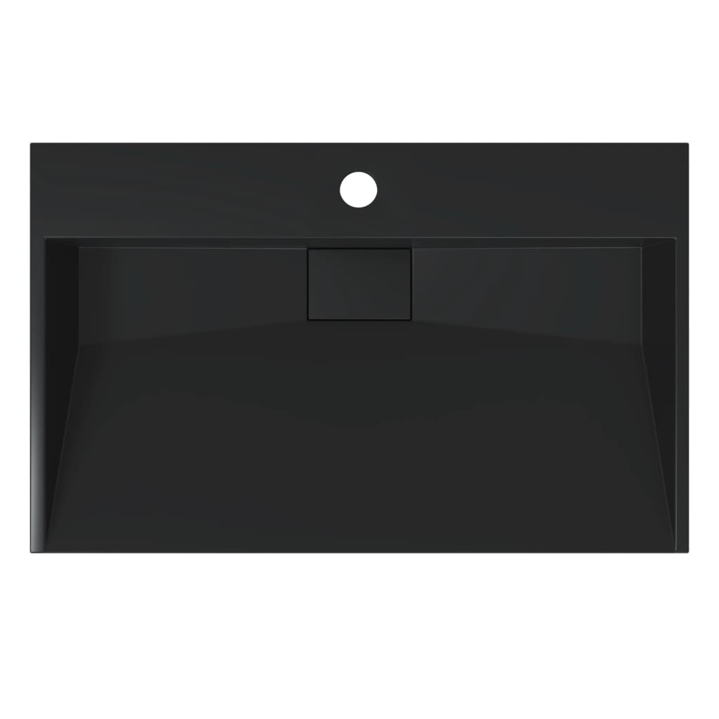 Lavandino 60x38x11 cm Blocco in Marmo/Minerale Nero Opaco - homemem39
