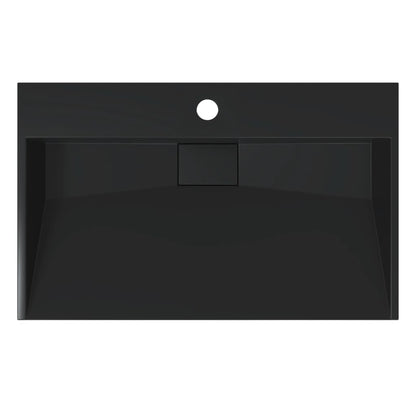 Lavandino 60x38x11 cm Blocco in Marmo/Minerale Nero Opaco - homemem39