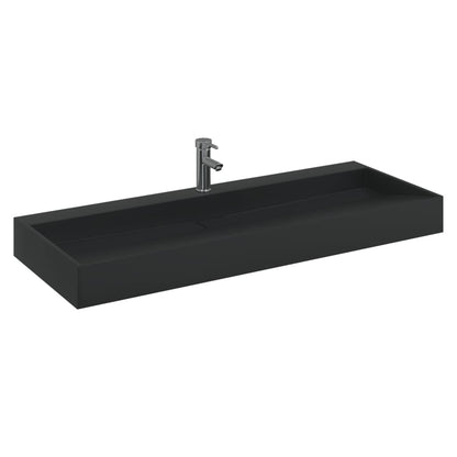 Lavandino 120x46x11 cm Blocco in Marmo/Minerale Nero Opaco