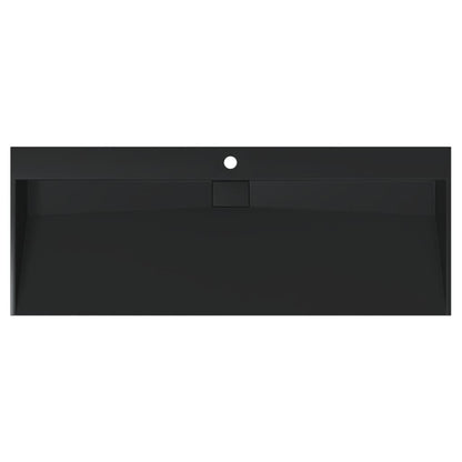 Lavandino 120x46x11 cm Blocco in Marmo/Minerale Nero Opaco