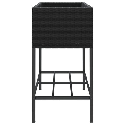 Fioriera da Giardino con Ripiano Nera in Polyrattan