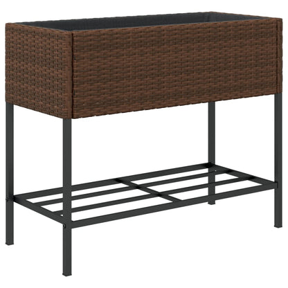 Fioriera da Giardino con Ripiano Marrone in Polyrattan | homemem39