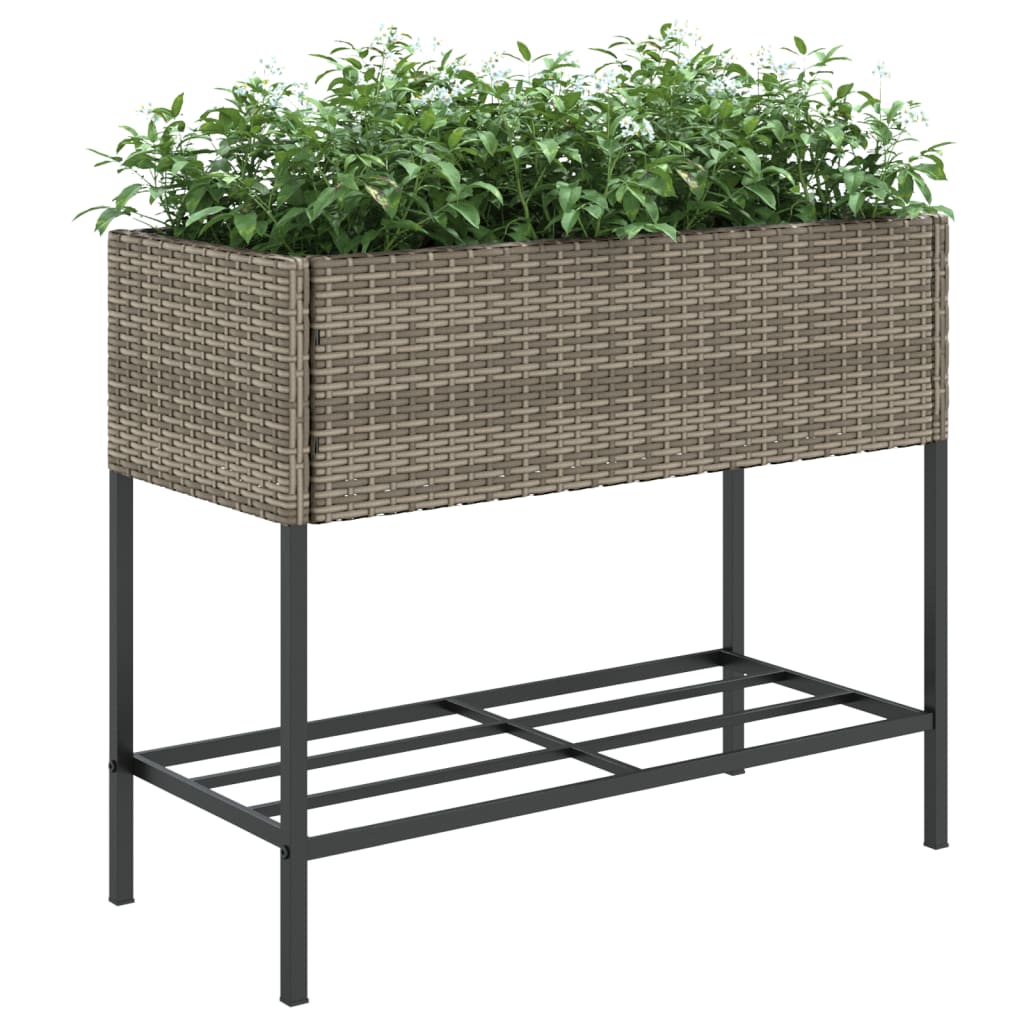 Fioriera da Giardino con Ripiano Grigia in Polyrattan