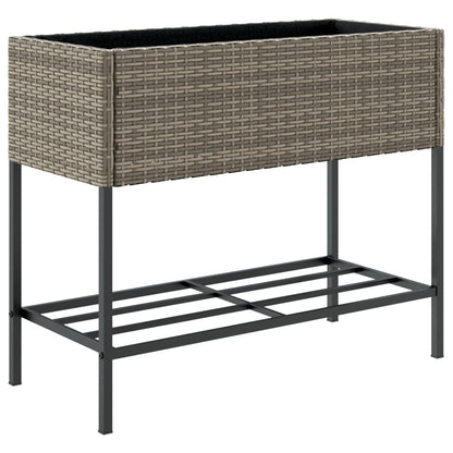 Fioriera da Giardino con Ripiano Grigia in Polyrattan