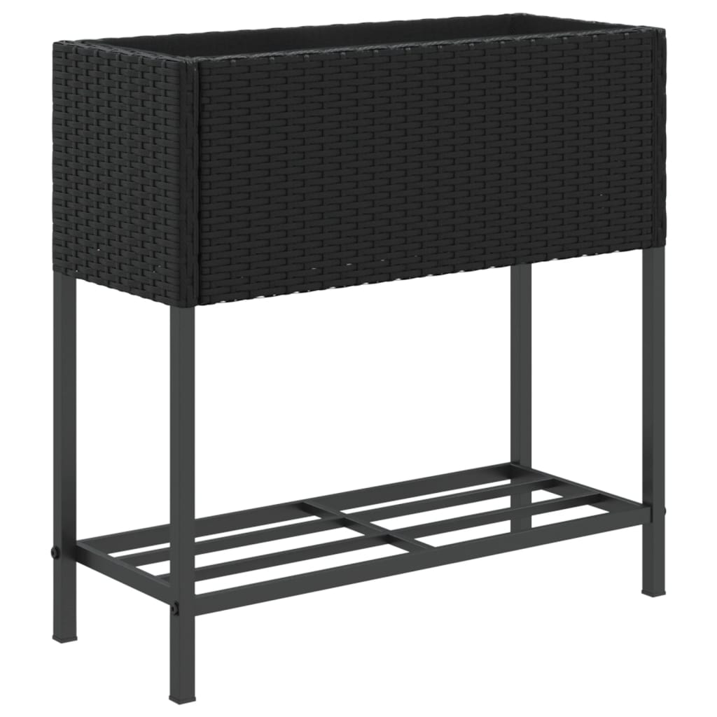 Fioriera da Giardino con Ripiano Nera in Polyrattan | homemem39