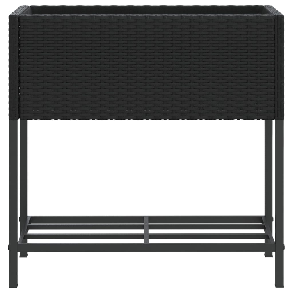 Fioriera da Giardino con Ripiano Nera in Polyrattan | homemem39
