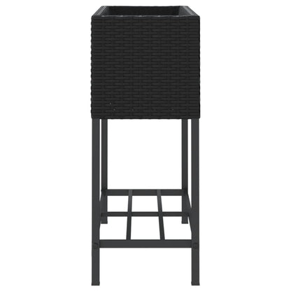 Fioriera da Giardino con Ripiano Nera in Polyrattan | homemem39