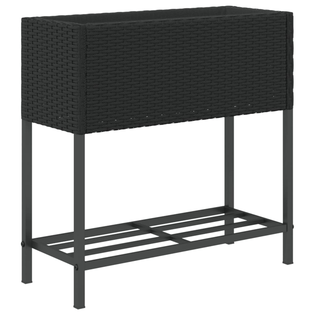 Fioriera da Giardino con Ripiano Nera in Polyrattan | homemem39