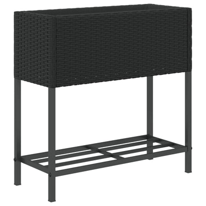 Fioriera da Giardino con Ripiano Nera in Polyrattan | homemem39