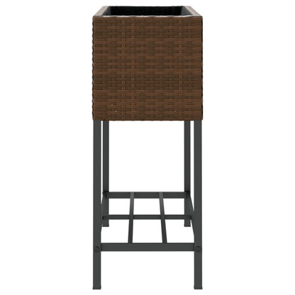 Fioriera da Giardino con Ripiano Marrone in Polyrattan