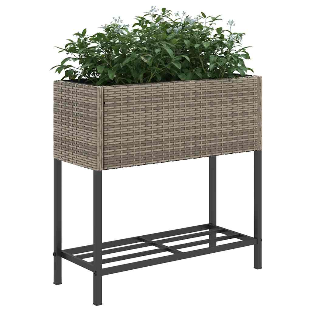 Fioriera da Giardino con Ripiano Grigia in Polyrattan