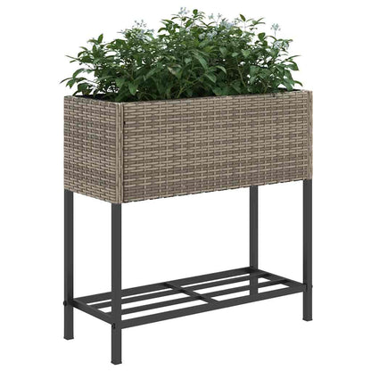 Fioriera da Giardino con Ripiano Grigia in Polyrattan