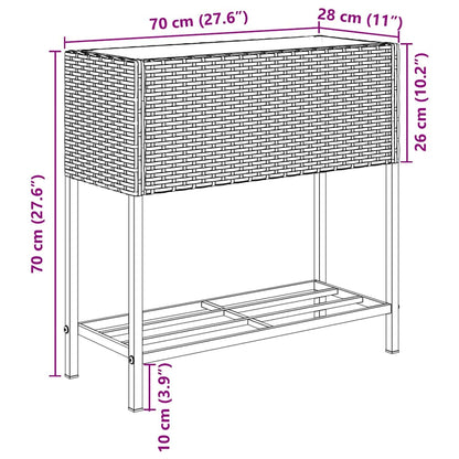 Fioriera da Giardino con Ripiano Grigia in Polyrattan