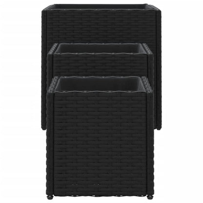 Fioriere da Giardino 3 pz Nere in Polyrattan