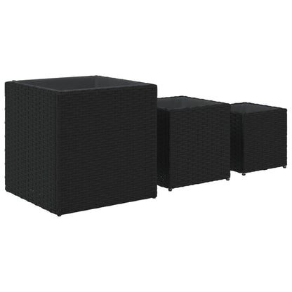 Fioriere da Giardino 3 pz Nere in Polyrattan
