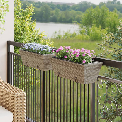 Fioriere con Ganci 2 pz Grigie in Polyrattan | homemem39