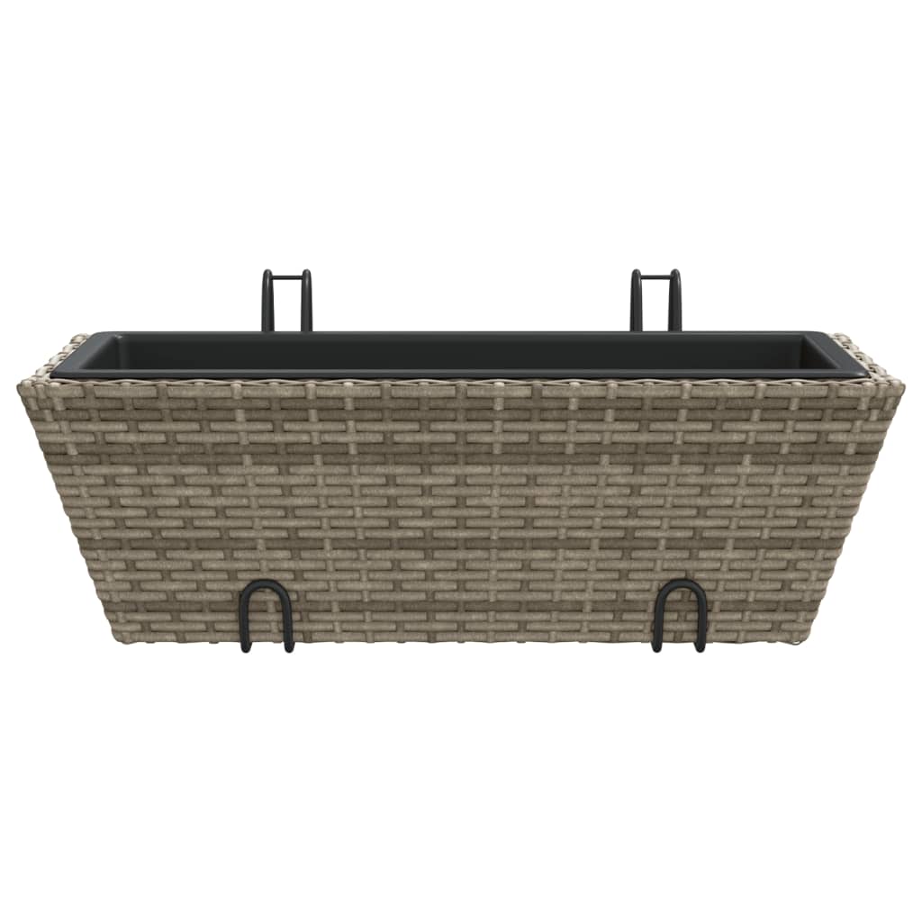 Fioriere con Ganci 2 pz Grigie in Polyrattan | homemem39