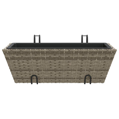 Fioriere con Ganci 2 pz Grigie in Polyrattan | homemem39
