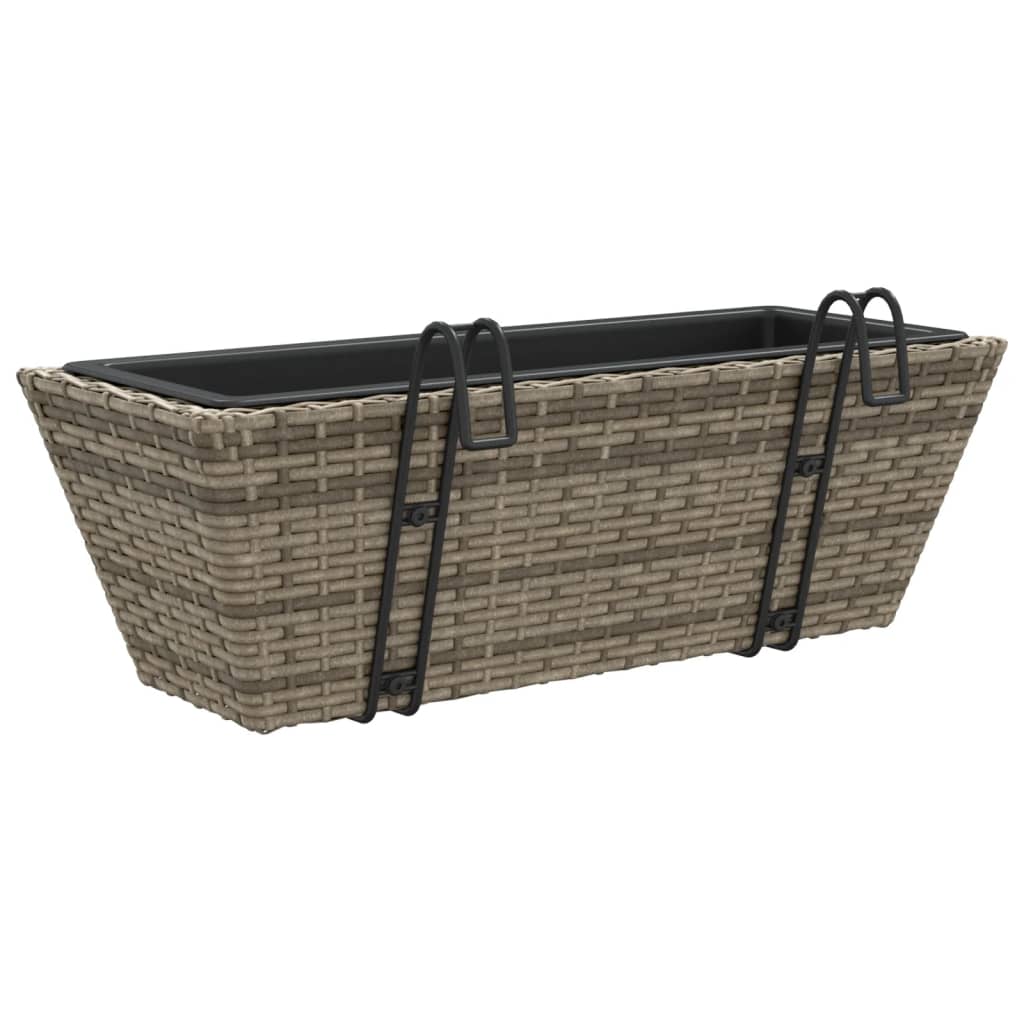 Fioriere con Ganci 2 pz Grigie in Polyrattan | homemem39