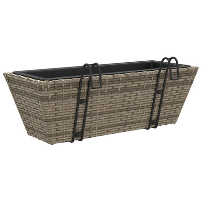 Fioriere con Ganci 2 pz Grigie in Polyrattan | homemem39