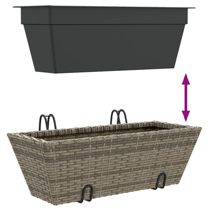 Fioriere con Ganci 2 pz Grigie in Polyrattan | homemem39
