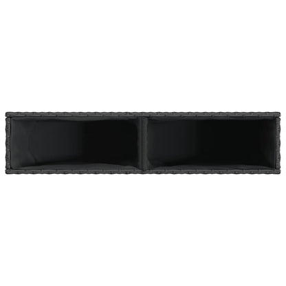 Fioriera da Giardino con 2 Vasi Nera 90x20x40 cm in Polyrattan
