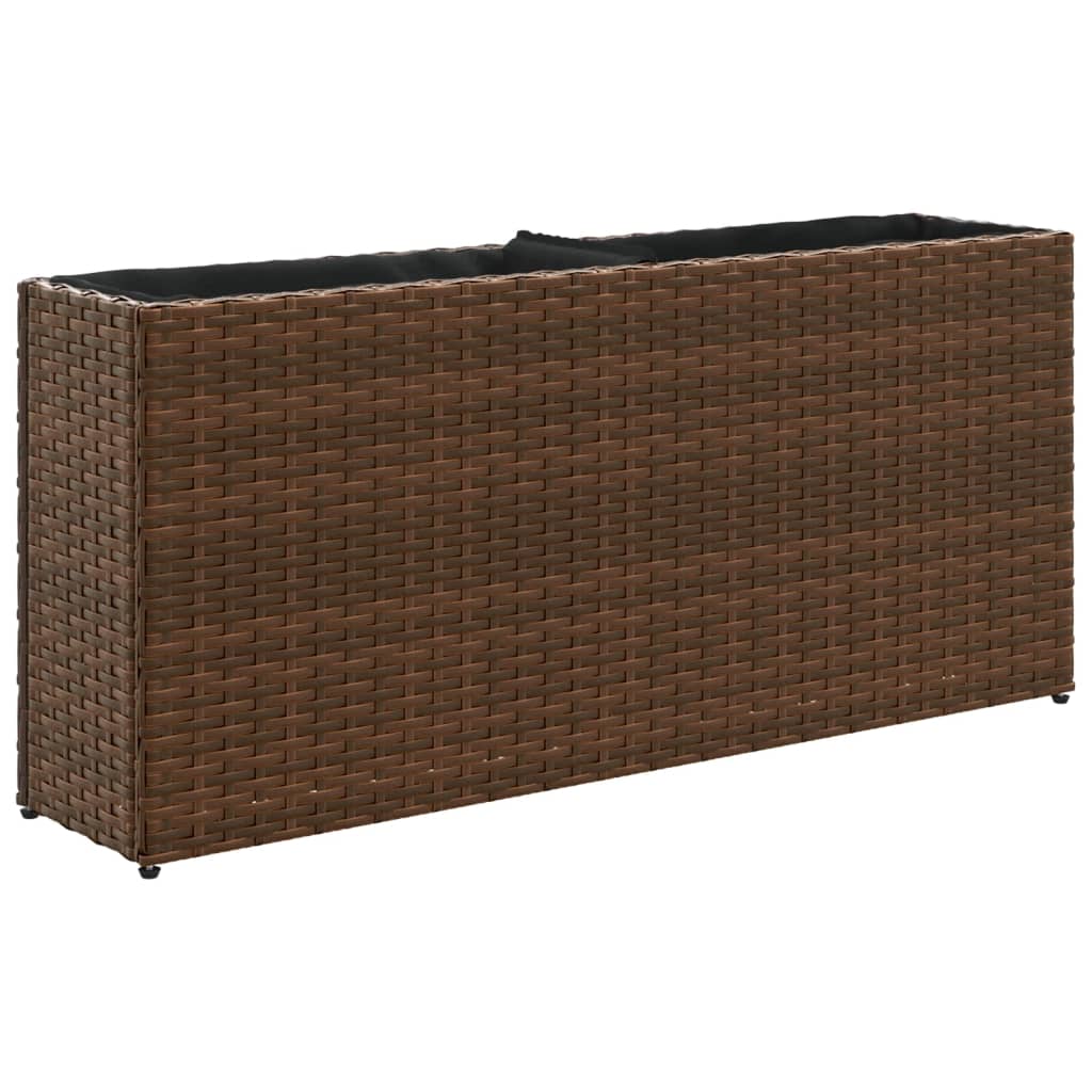 Fioriera con 2 Vasi Marrone 90x20x40 cm in Polyrattan | homemem39