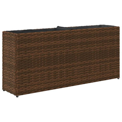 Fioriera con 2 Vasi Marrone 90x20x40 cm in Polyrattan | homemem39